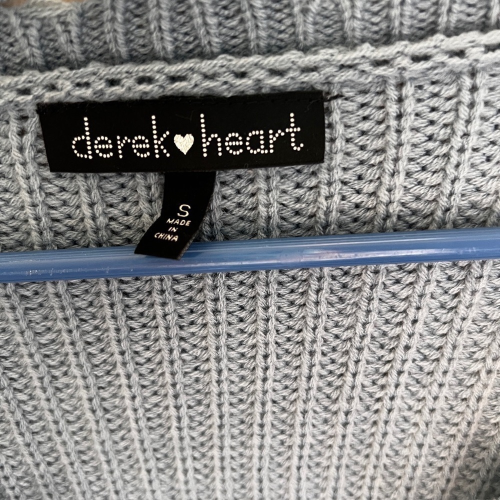 Derek Heart Distressed Blue Sweater - Picture 2 of 4